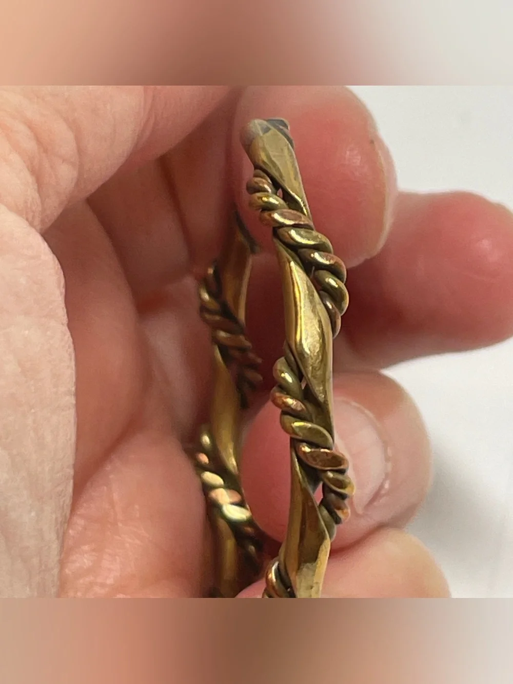 Vintage Artisan Crafted Twist Multicolor Mixed Metal Coppery Cuff Bracelet 8.86g